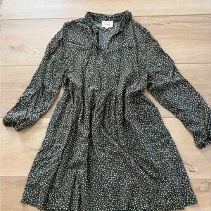 Bohme Black Dress with Cream Floral Print, Long Sleeves